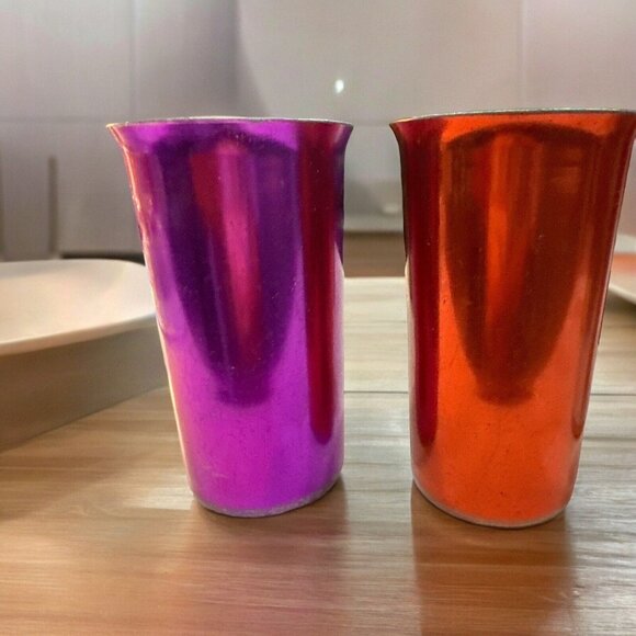 Aluminum Gold Pitcher & 6 Colorful Cups,Vintage,Vibrant,Pride, Retro MCM - Picture 8 of 16